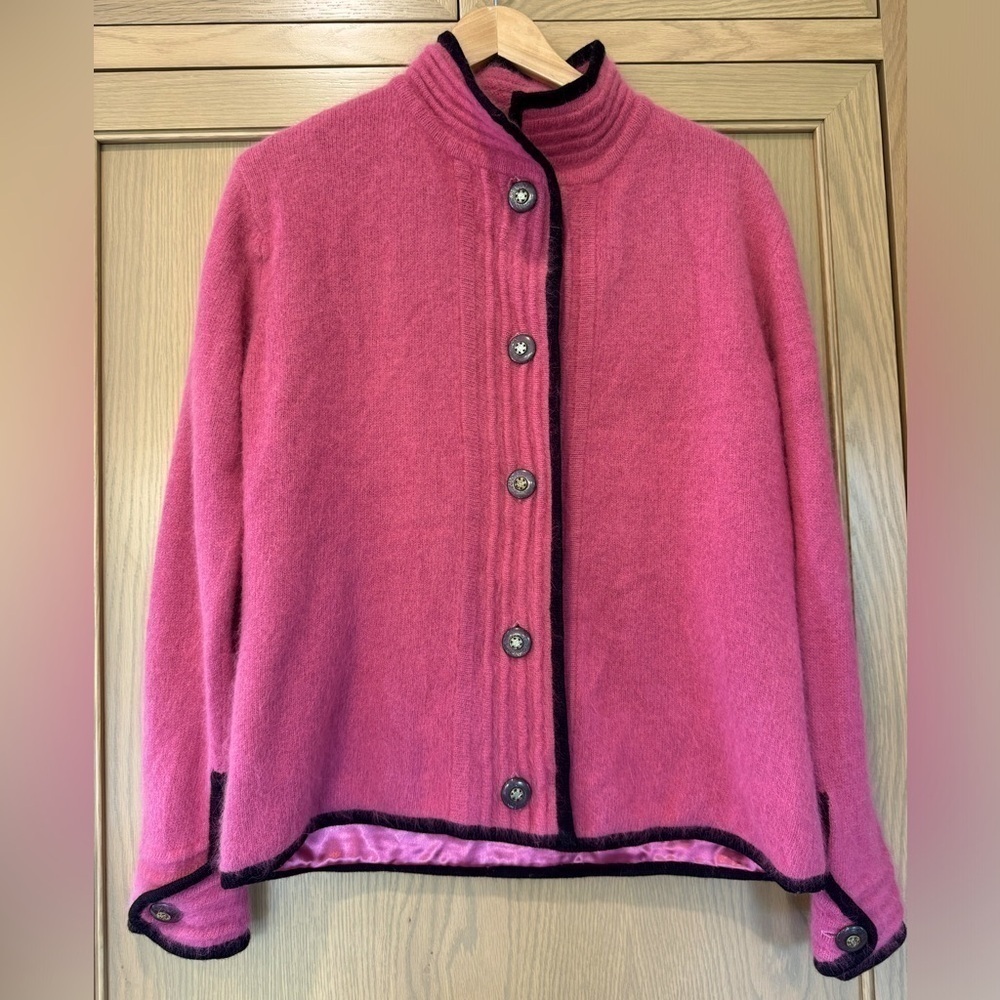 Vintage Tally Ho Angora Rabbit Hair/Lambswool Button Front High Collar Blazer/S
